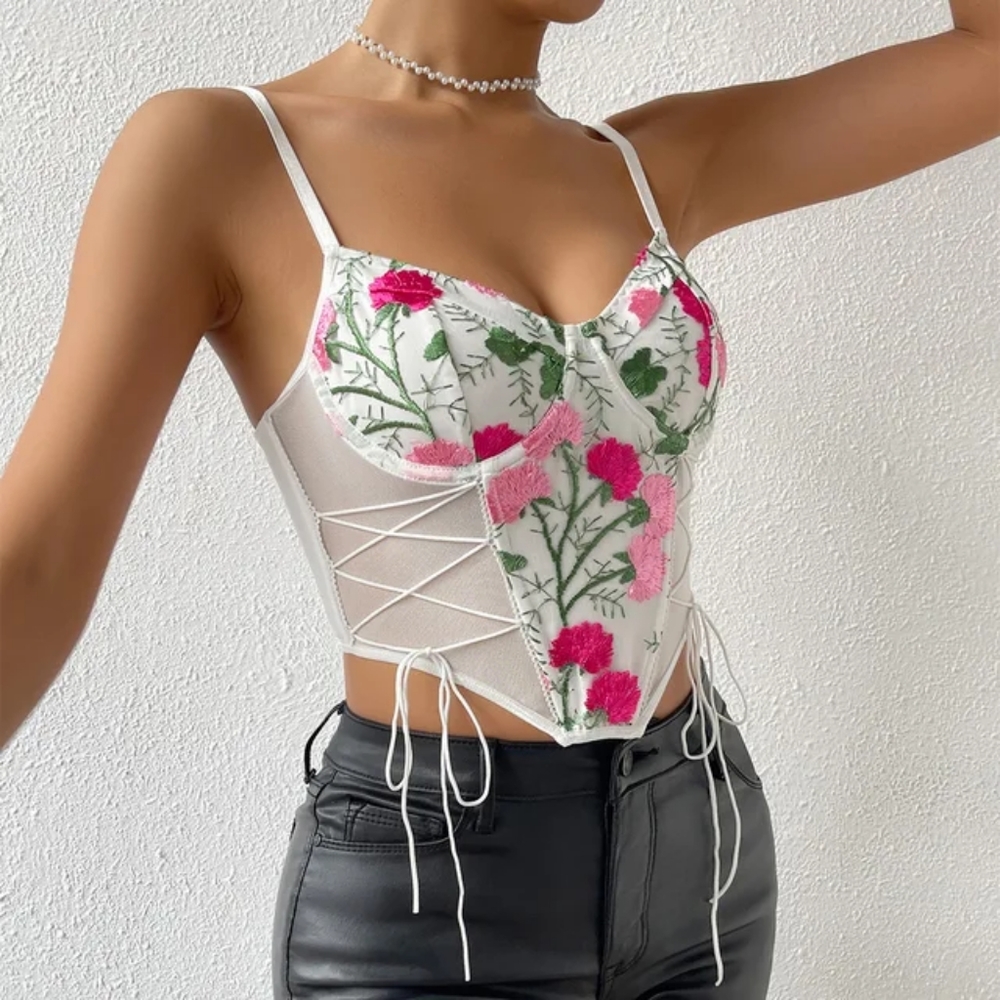 Stretchy floral croptop